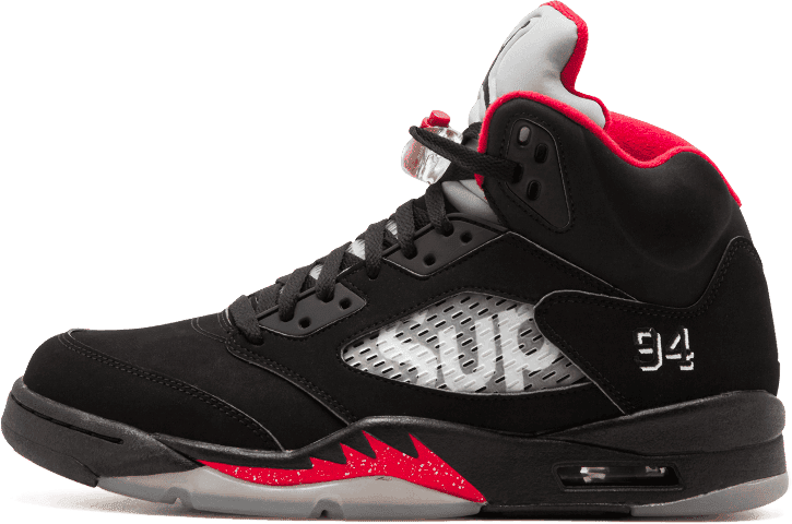 Supreme x Air Jordan 5 Black Fire Red